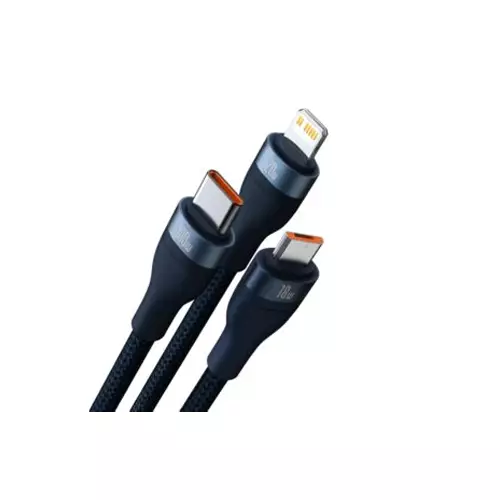 Baseus Flash Series 2 Two-for-three Charging Cable U+C to Micro Lightning Type-C 100W 1.2m Blue CASS030103-gallery-1
