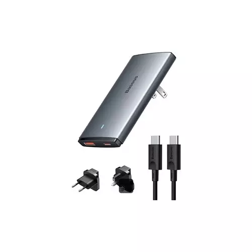 Baseus GaN5 Pro Ultra-Slim Fast Charger C+U 65W (Overseas Edition) Gray With Cable Type-C to Type-C 100W