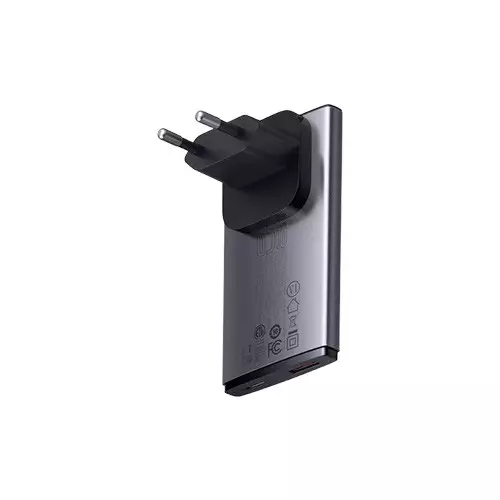Baseus GaN5 Pro Ultra-Slim Fast Charger C+U 65W (Overseas Edition) Gray With Cable Type-C to Type-C 100W-gallery-1