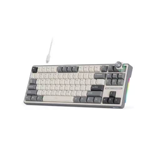 RK Royal Kludge R87 PRO TKL Hot Swappable RGB Wired Gaming Keyboard (Half Grey)-gallery-1