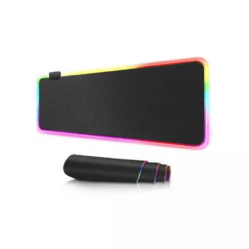 RK Royal Glowing Cool RGB Pure Black Color Waterproof XL Mousepad - 1
