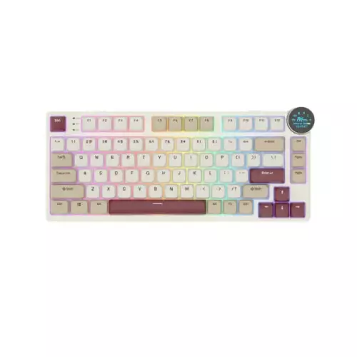 Royal Kludge N80 Low-Profile Tri-Mode RGB Red Switches Mechanical Keyboard (Rosy Clouds)