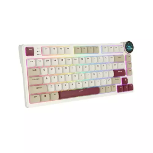 Royal Kludge N80 Low-Profile Tri-Mode RGB Red Switches Mechanical Keyboard (Rosy Clouds)-gallery-2