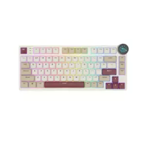 Royal Kludge N80 Low-Profile Tri-Mode RGB Mechanical Keyboard - Rosy Clouds (Red Switch)