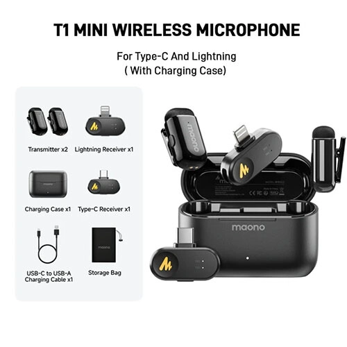 Maono WAVE T1 MINI Wireless Microphone ( iOS, TYPE C ) - 1