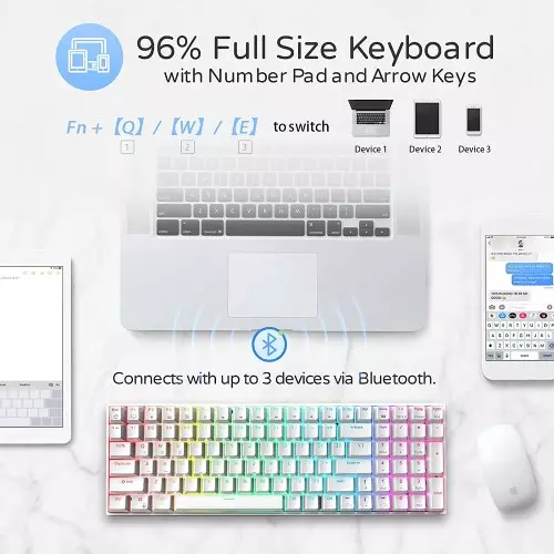 RK ROYAL KLUDGE RK100 Wireless Tri-Mode Mechanical Keyboard (Blue Switch) - 3