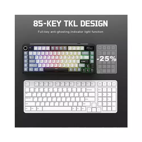 ROYAL KLUDGE RK L75 Hot Swappable Tri Mode Mechanical Gaming Keyboard (Knight Black)-2