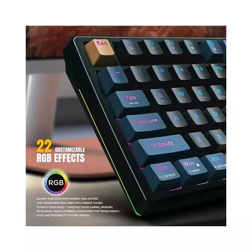 JEDEL WKL-102 RGB Hot Swappable Tri-Mode Wireless Mechanical Keyboard - Blue Switch - 3