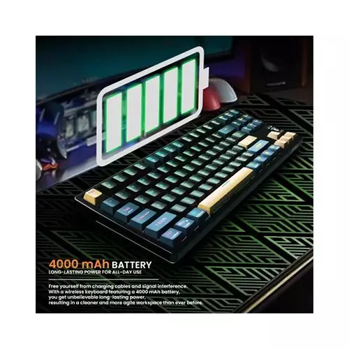 JEDEL WKL-102 RGB Hot Swappable Tri-Mode Wireless Mechanical Keyboard - Blue Switch - 4