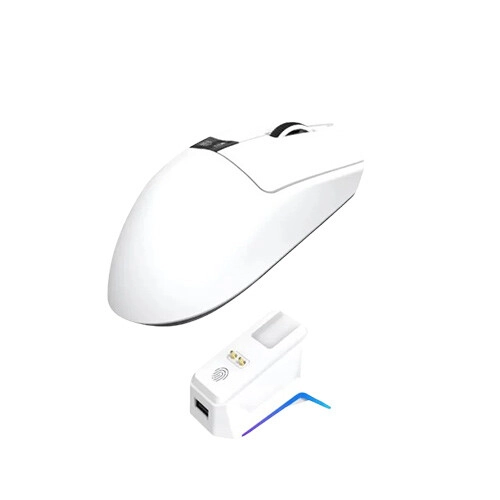 JEDEL V8 Tri-Mode Mouse with Charging Dock (White) - 2