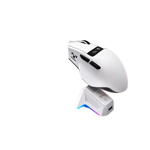 JEDEL V8 Tri-Mode Mouse with Charging Dock (White) - 4