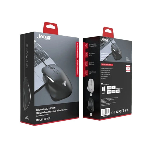 JEDEL CP102 7D Ergonomic Office Mouse (White) - 1