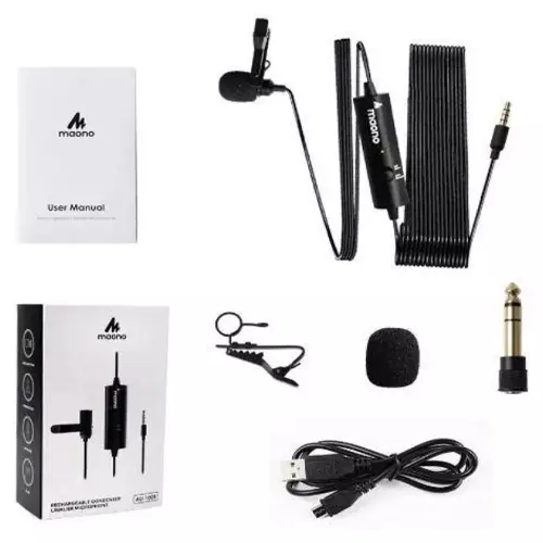 MAONO AU-100R Rechargeable Omnidirectional Lapel Microphone-gallery-1