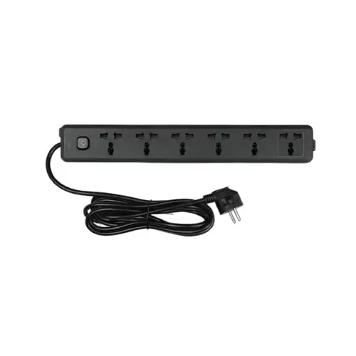 Deli CT705 2 Pin 6 Port 3 Meter Power Strip (Black)