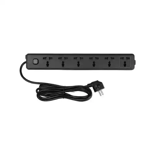 Deli CT705 2 Pin 6 Port 3 Meter Power Strip (Black)
