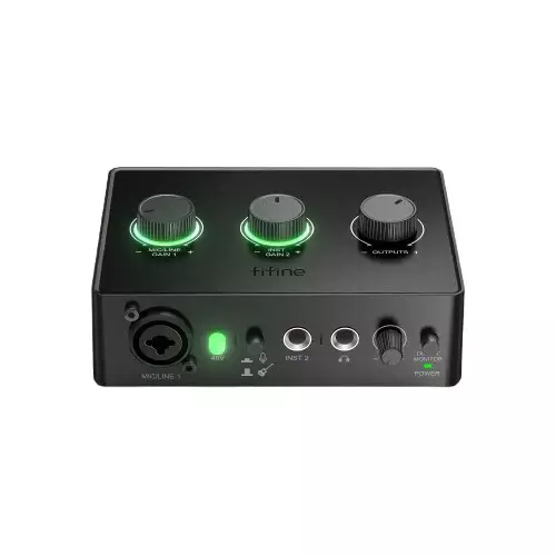 FIFINE Ampli 1 48V Phantom Power & 50dB Gain USB Audio Interface
