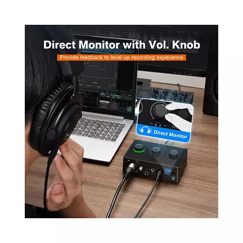 FIFINE Ampli 1 48V Phantom Power & 50dB Gain USB Audio Interface-gallery-3