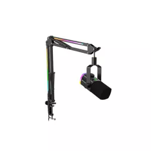 FIFINE AmpliGame AM8PROT Dynamic Microphone Kit with RGB Boom Arm Stand