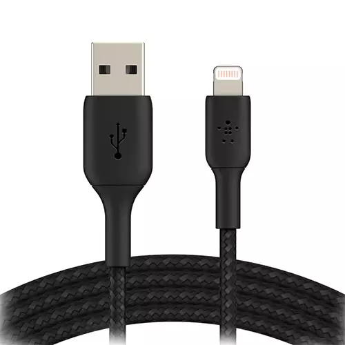 Belkin CAA002BT1MWH BOOST CHARGE Braided Lightning to USB-A iPhone Charging Cable