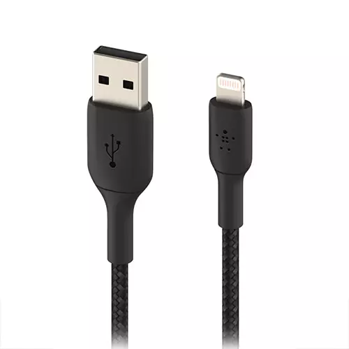 Belkin CAA002BT1MWH BOOST CHARGE Braided Lightning to USB-A iPhone Charging Cable-1