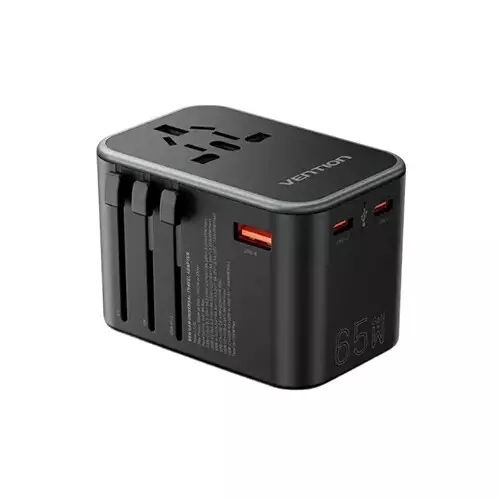 Vention FJDB0 65W 3-Port GaN Universal Travel Adapter