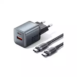 Vention TZFEWH0-EU 2-Port USB (C + A) 30W GaN Charger - Gray