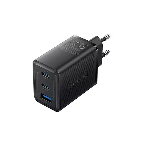 Vention FERB0-EU 3-Port USB & Dual USB-C 65W  GaN Charging Adapter - Black