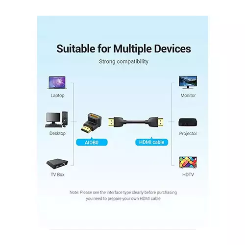VENTION AIOB0 4K 90 Degree Male to Female HDMI Converter - 3