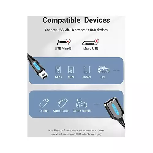 VENTION CCTBB 15cm USB 2.0 Mini-B to A OTG Cable - 2