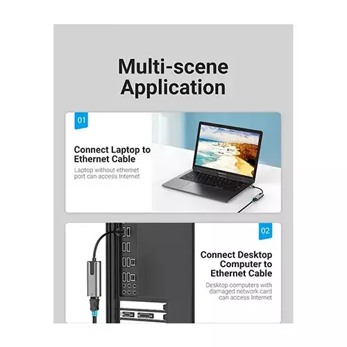 Vention CEWHB 15cm USB 3.0 Type-A to Gigabit Ethernet Adapter-gallery-3