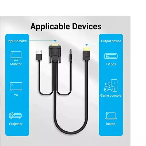 VENTION ABIBF HDMI to VGA 1M Cable with Audio Output & USB Power Supply - 1