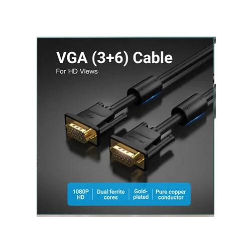 VENTION DAEBJ 1080P  VGA Male to Male Cable with ferrite cores 1M Black - 1