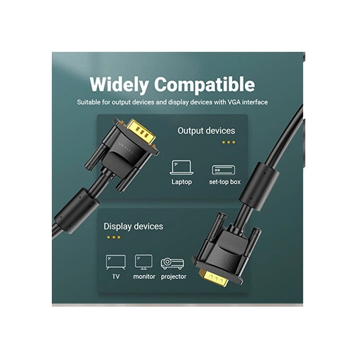 VENTION DAEBJ 1080P  VGA Male to Male Cable with ferrite cores 1M Black - 2