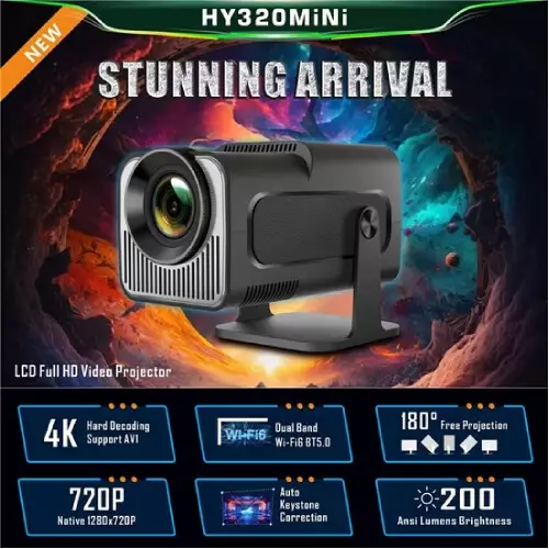 HY320 Mini 4K 200 ANSI WiFi 6 Projector-gallery-2