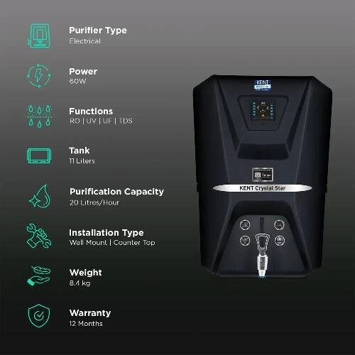 Kent Crystal Star Black 11L Water Purifier - 2