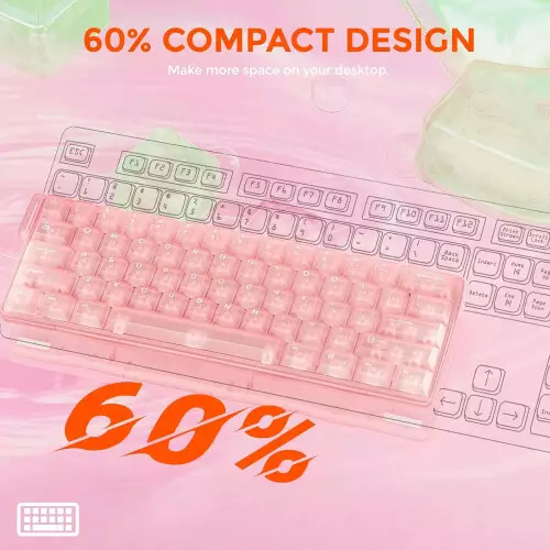 DAREU COOL 60 Wired Hot Swappable Ice Blade Magnetic Switch Mechanical Keyboard (Pink Transparent)-gallery-1