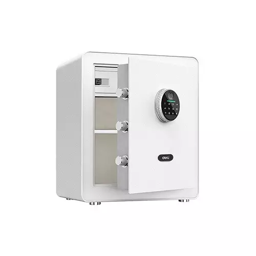 Deli ET634 Fingerprint Password Safe Box (White)