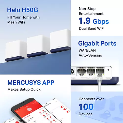 Mercusys Halo H50G AC1900 Dual Band 3 Pack Gigabit Mesh Router-gallery-2