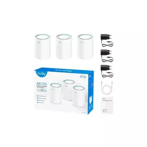 Cudy M1500 3-Pack AX1500 Dual Band Wi-Fi 6 Mesh System Router - 1
