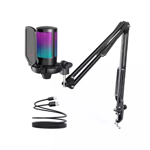 FIFINE AmpliGame A6T RGB USB Condenser Microphone With Boom Arm