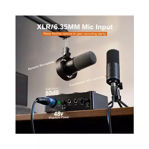 FIFINE SC1 48V Phantom Power & 50dB Gain USB Audio Interface-2
