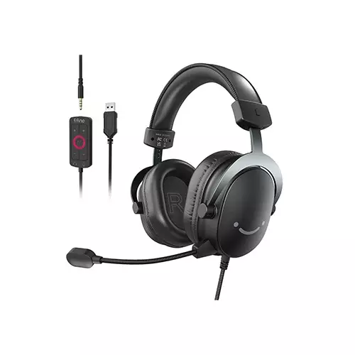 FIFINE AmpliGame H9 3.5mm 7.1 Surround Sound Headset with USB Control Box (Black)