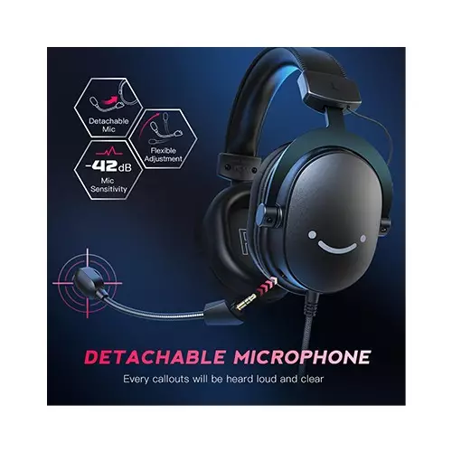 FIFINE AmpliGame H9 3.5mm 7.1 Surround Sound Headset with USB Control Box (Black)-gallery-2