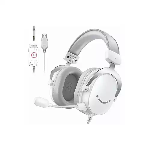 FIFINE AmpliGame H9 3.5mm 7.1 Surround Sound Headset with USB Control Box (White)