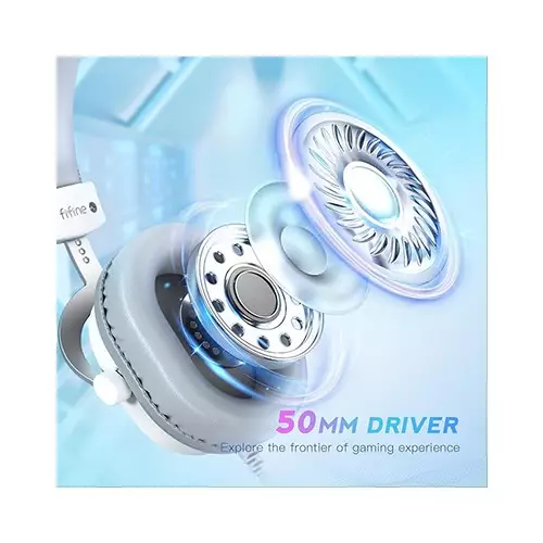 FIFINE AmpliGame H9 3.5mm 7.1 Surround Sound Headset with USB Control Box (White)-gallery-1