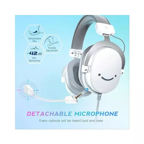 FIFINE AmpliGame H9 3.5mm 7.1 Surround Sound Headset with USB Control Box (White)-gallery-2