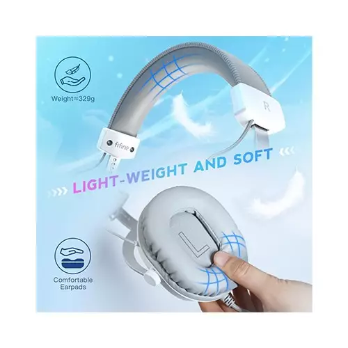 FIFINE AmpliGame H9 3.5mm 7.1 Surround Sound Headset with USB Control Box (White)-3