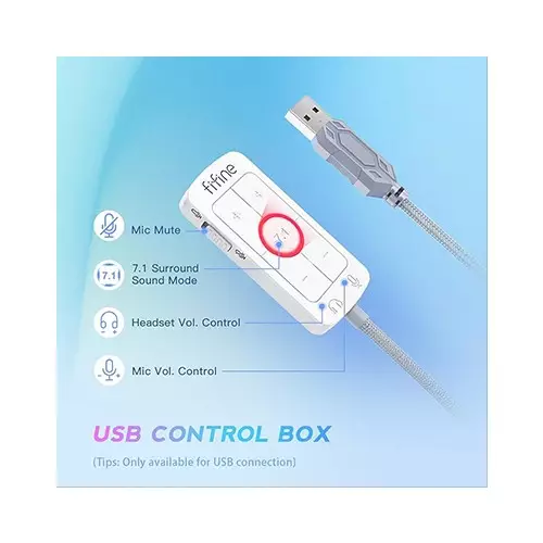 FIFINE AmpliGame H9 3.5mm 7.1 Surround Sound Headset with USB Control Box (White)-4