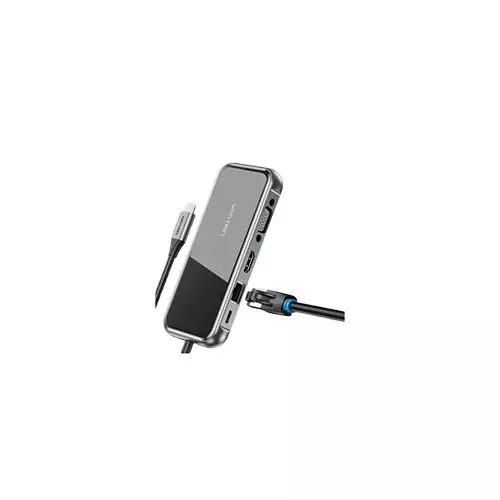 Vention TFKHB Type-C Male to Tri USB 3.0, HDMI, VGA, LAN Multiport Converter-1