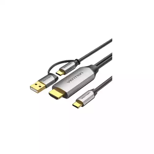 Vention CGXBG 1.5m 2-in-1 Power Supply USB-C To HDMI Cable